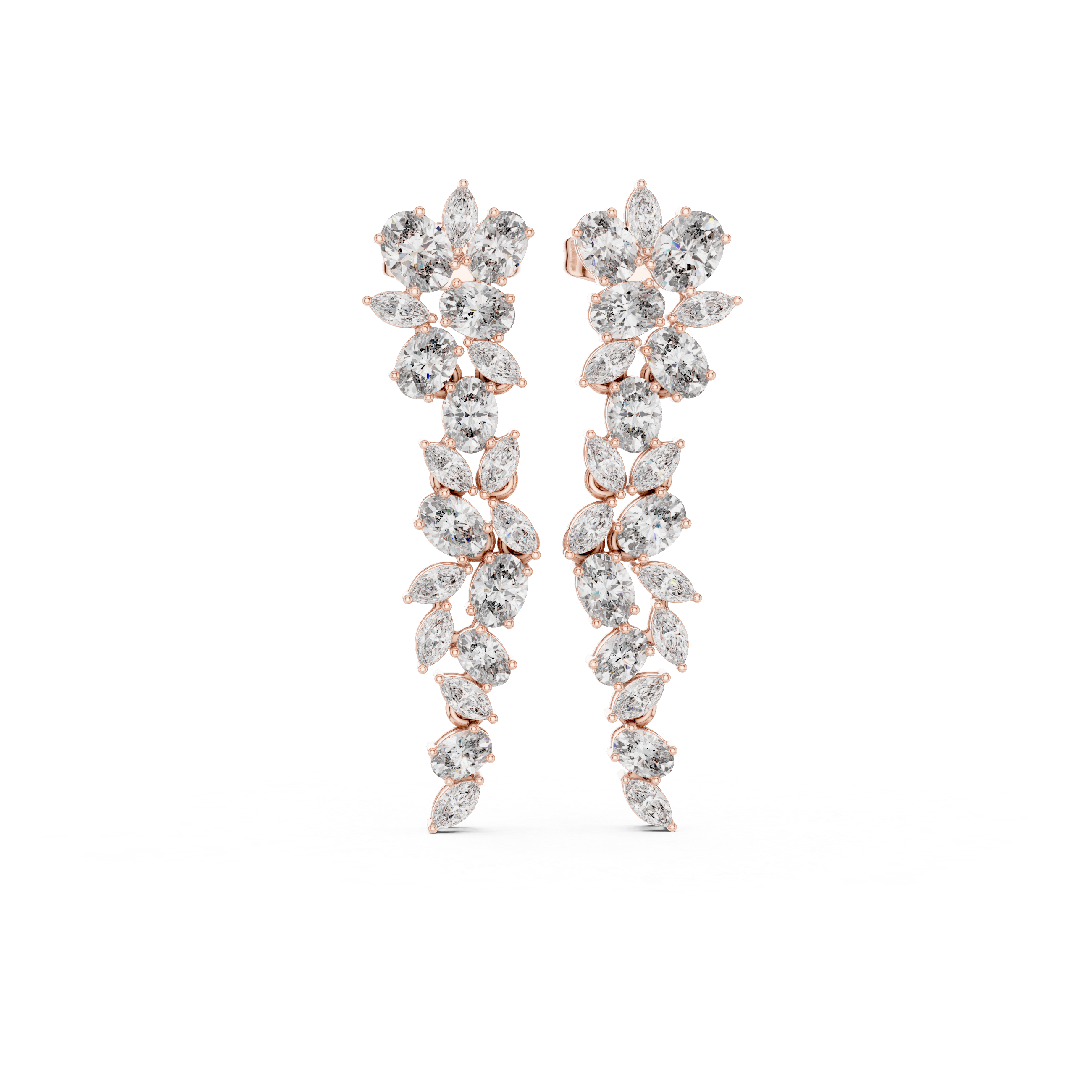 2,32 CT Boucles d'oreilles pendantes en diamant de laboratoire, inspirées de la nature