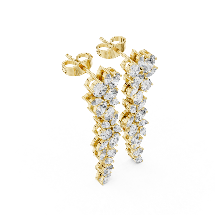 2,32 CT Boucles d'oreilles pendantes en diamant de laboratoire, inspirées de la nature