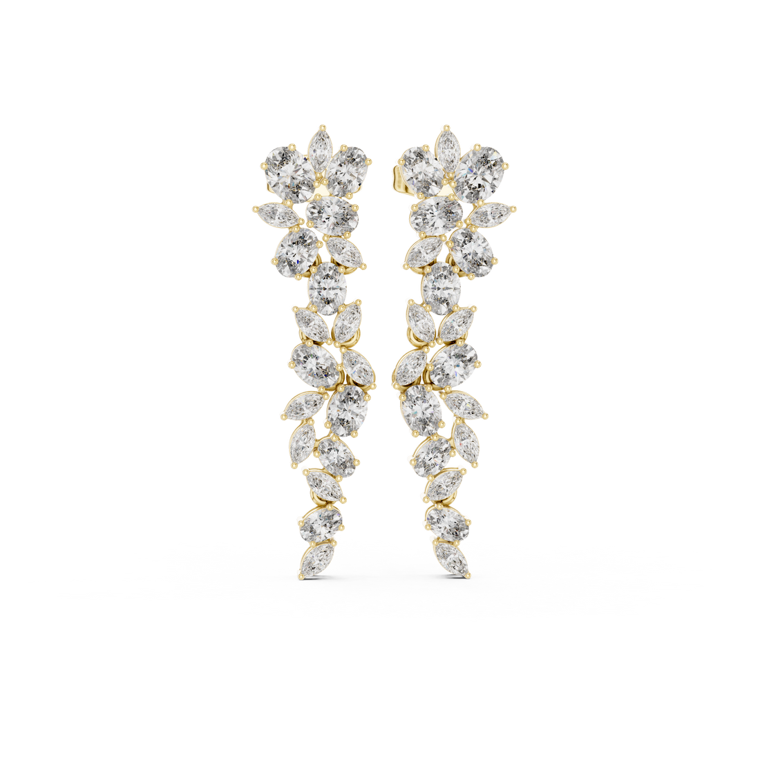 2,32 CT Boucles d'oreilles pendantes en diamant de laboratoire, inspirées de la nature