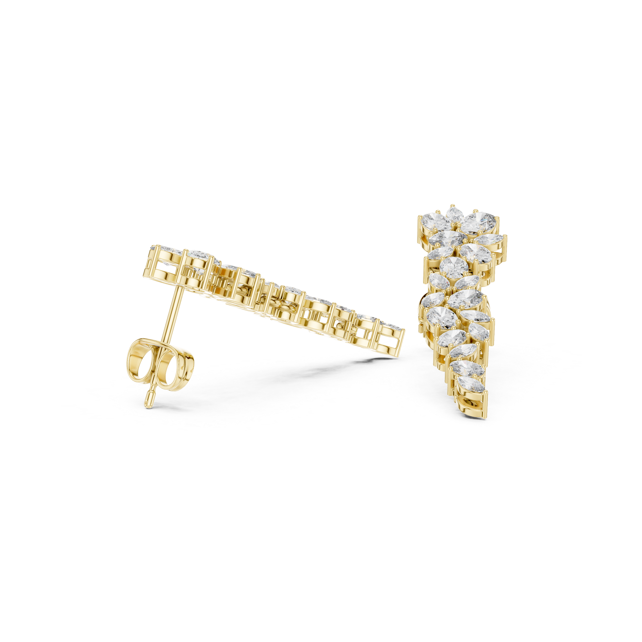 2,32 CT Boucles d'oreilles pendantes en diamant de laboratoire, inspirées de la nature
