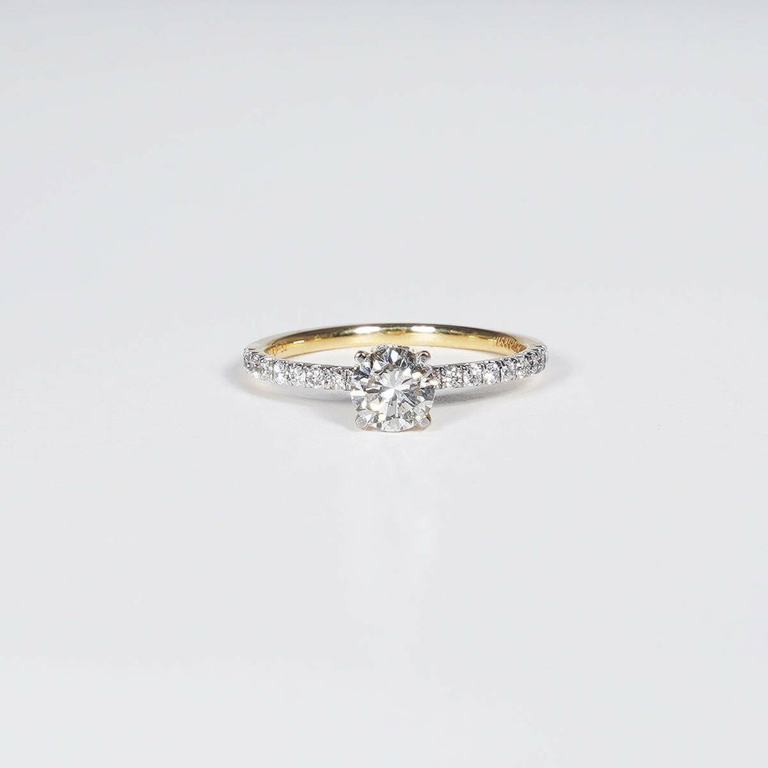 0.73 Carat Brilliant Round Cut Lab Grown Diamond Ring in 18K Yellow Gold.