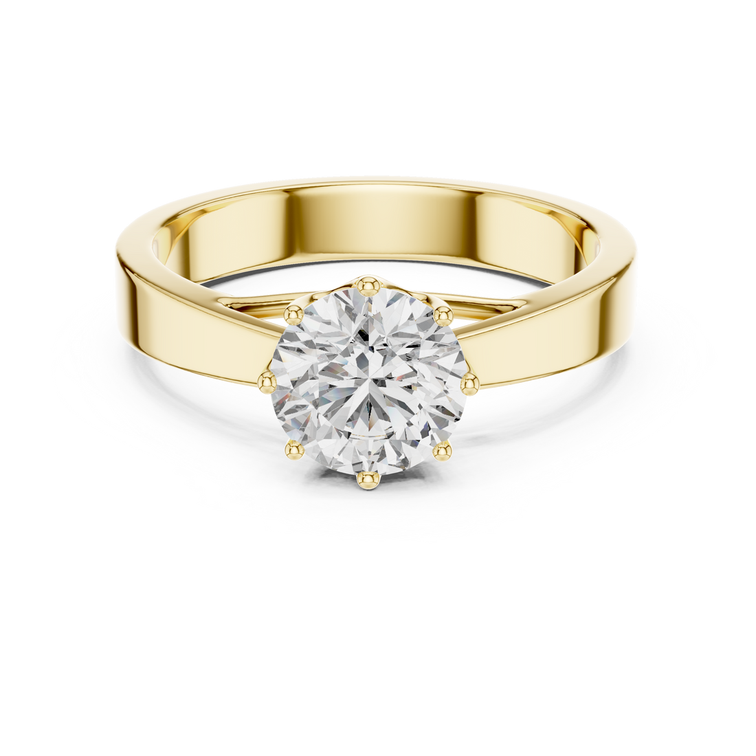 14K Yellow Gold Round Solitaire Diamond Engagement Ring