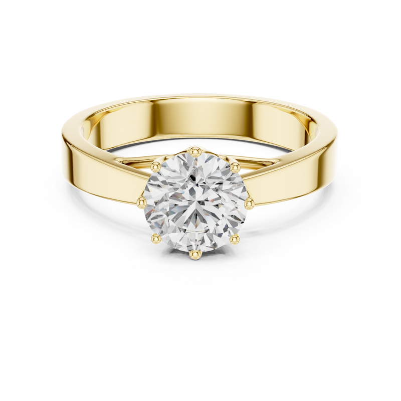 14K Yellow Gold Round Solitaire Diamond Engagement Ring