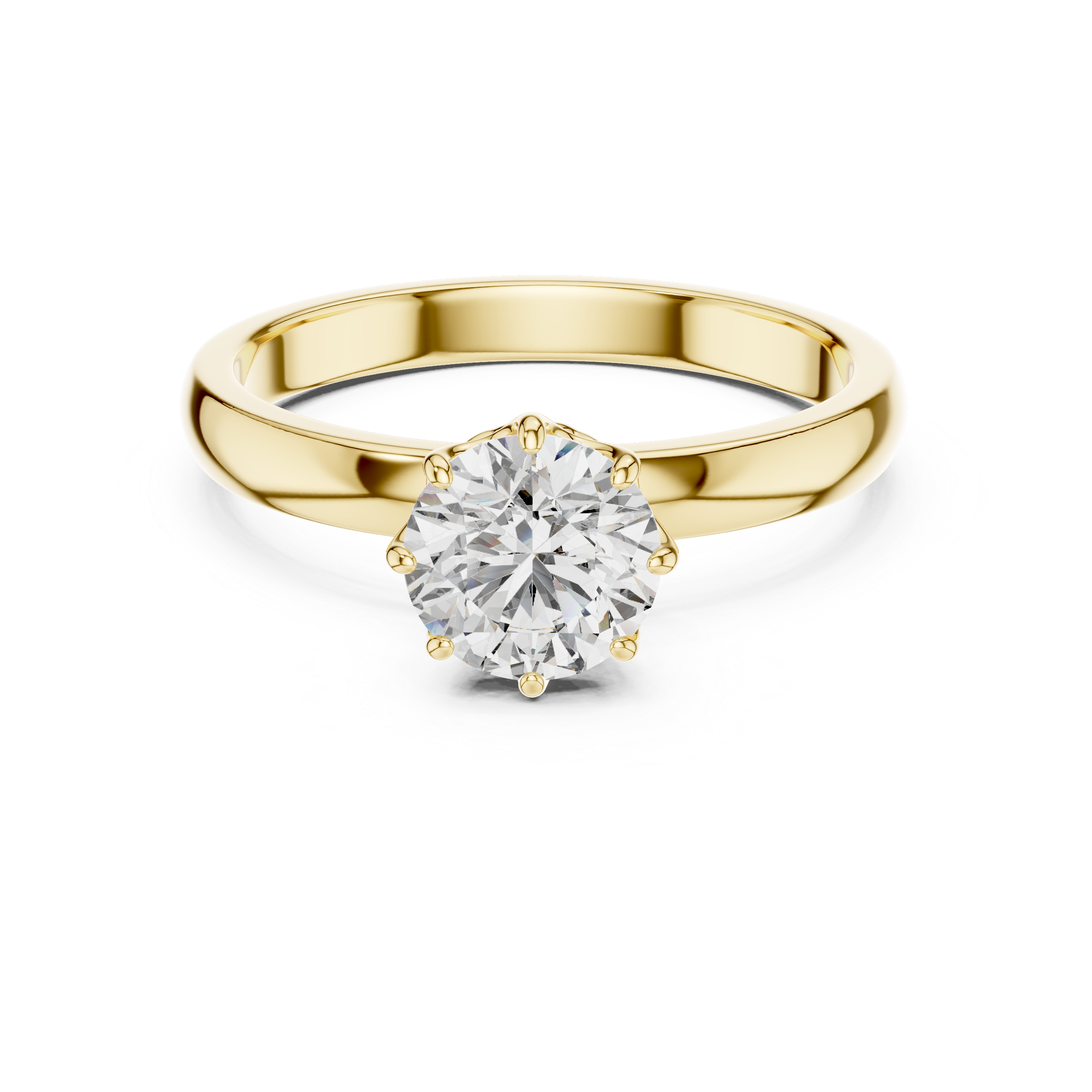 1 Ct Lab Grown Diamond Solitaire Ring in 14K Yellow Gold