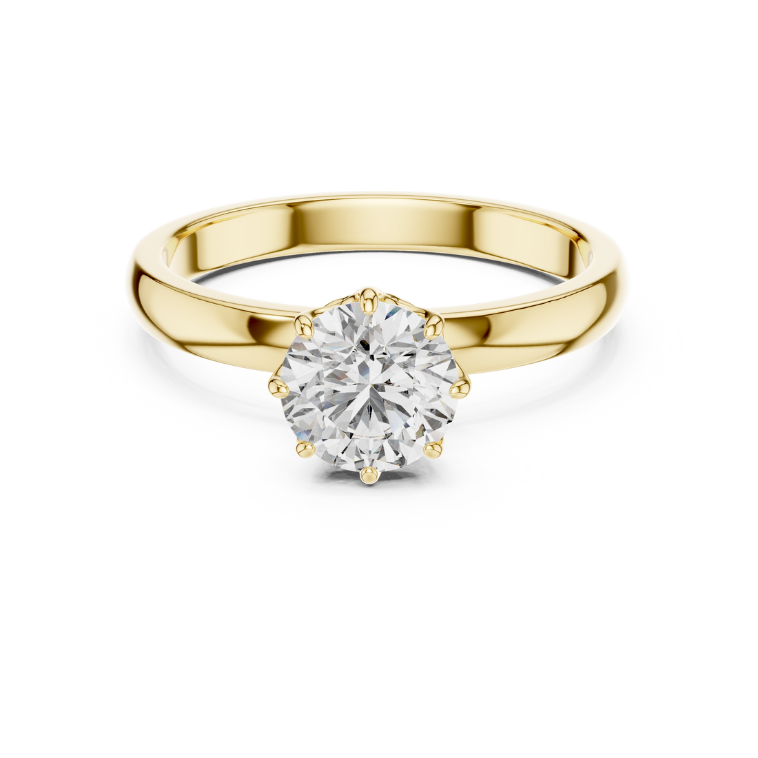 1 Ct Lab Grown Diamond Solitaire Ring in 14K Yellow Gold