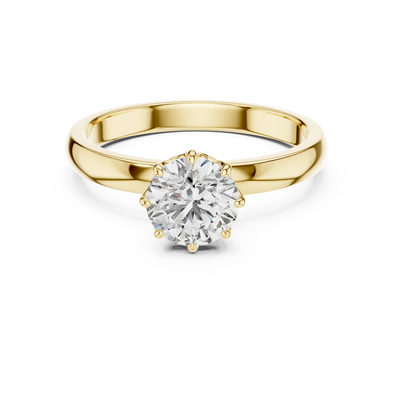 1 Ct Lab Grown Diamond Solitaire Ring in 14K Yellow Gold