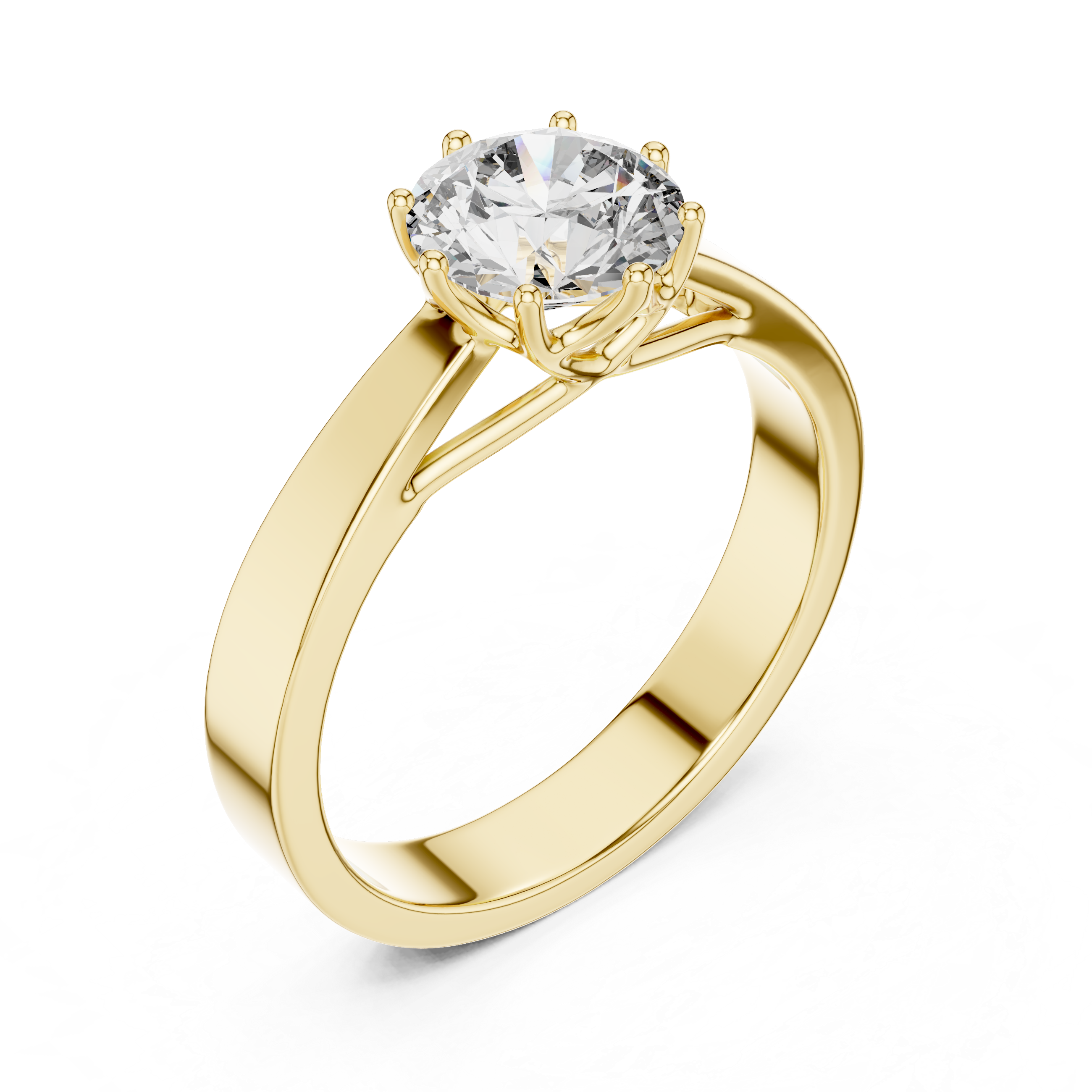 14K Yellow Gold Round Solitaire Diamond Engagement Ring