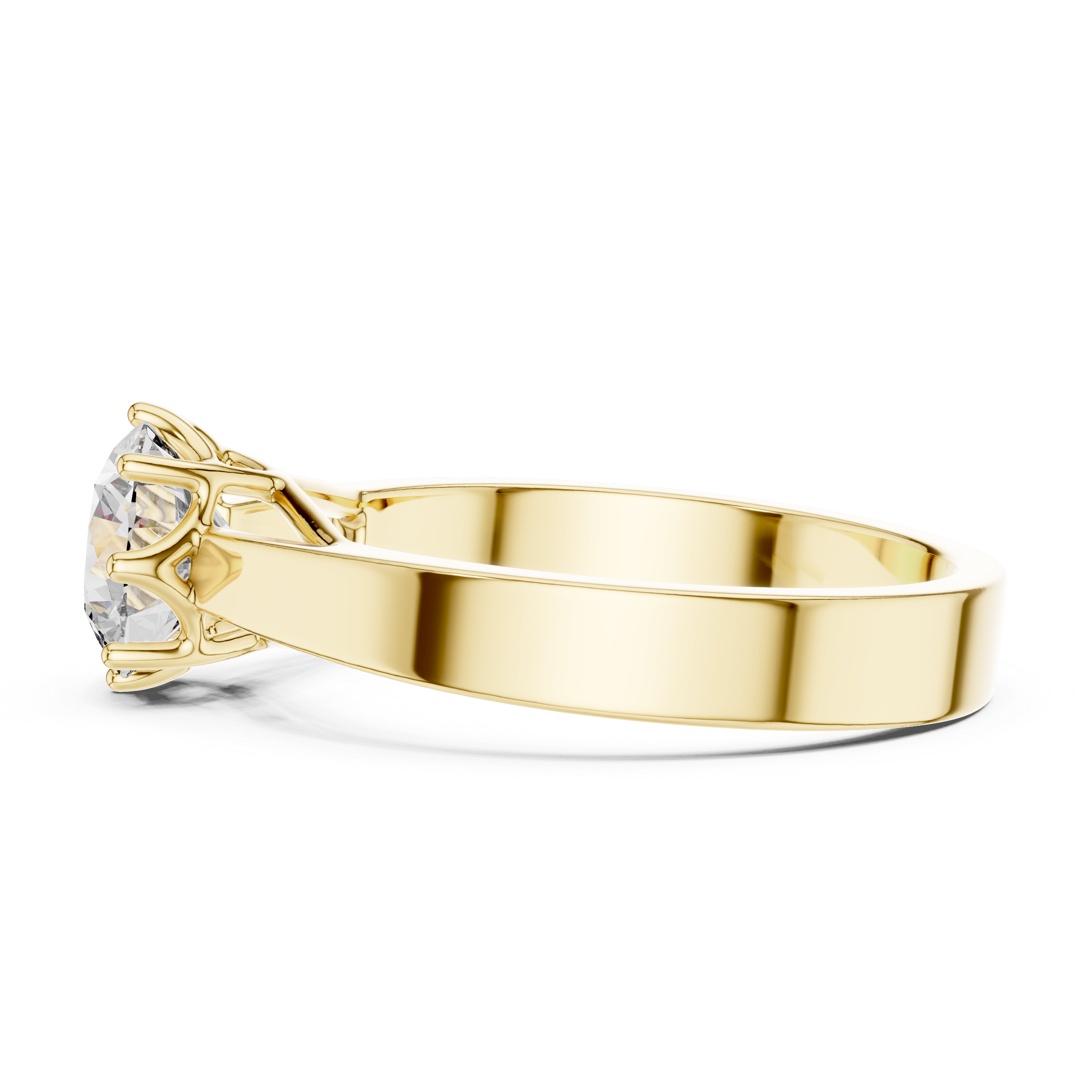 14K Yellow Gold Round Solitaire Diamond Engagement Ring