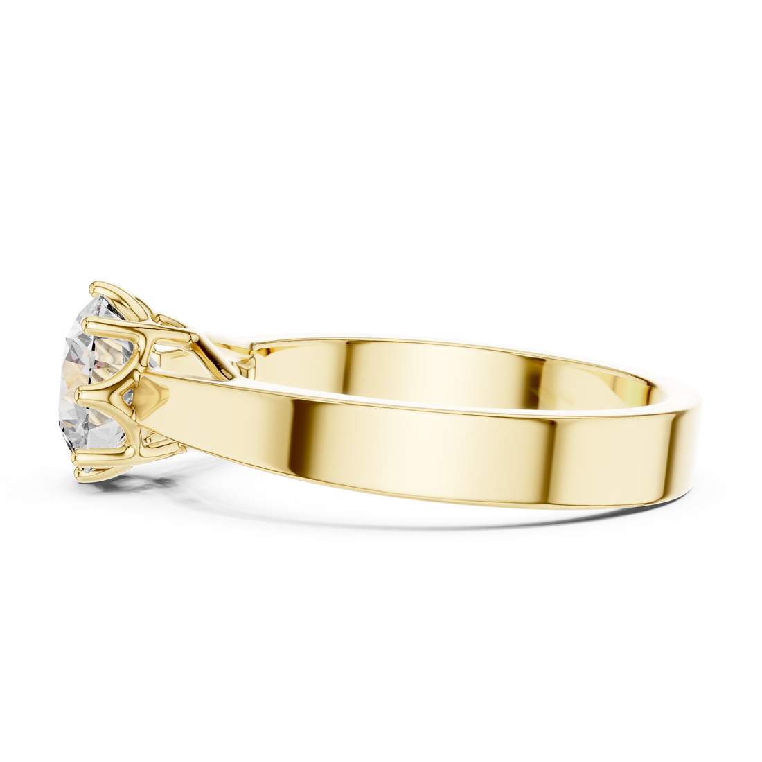 14K Yellow Gold Round Solitaire Diamond Engagement Ring