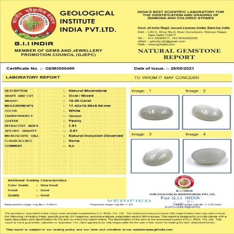 10 carat 11 ratti natural Sri Lanka oval shape Moonstone stone.