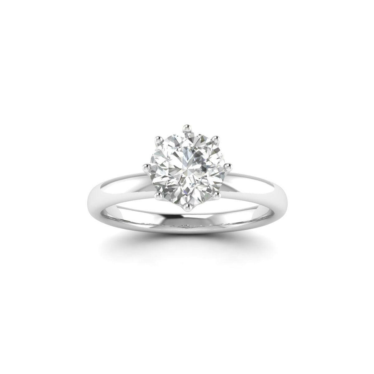 1.00 Carat 8-Prong Lab Grown Diamond Ring in 14K White Gold.