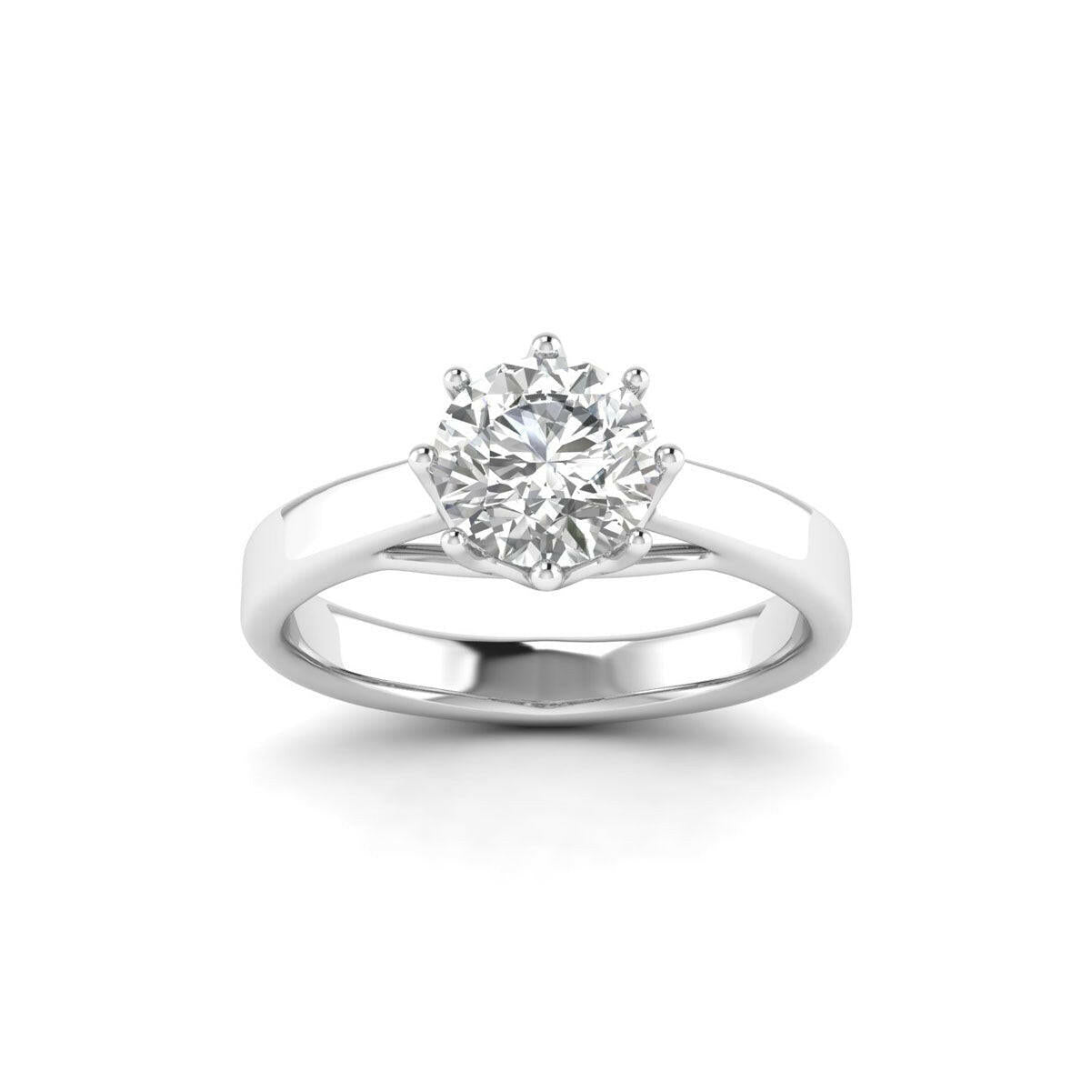 1.00 Carat 8-Prong Lab Grown Diamond Ring in 14K White Gold.