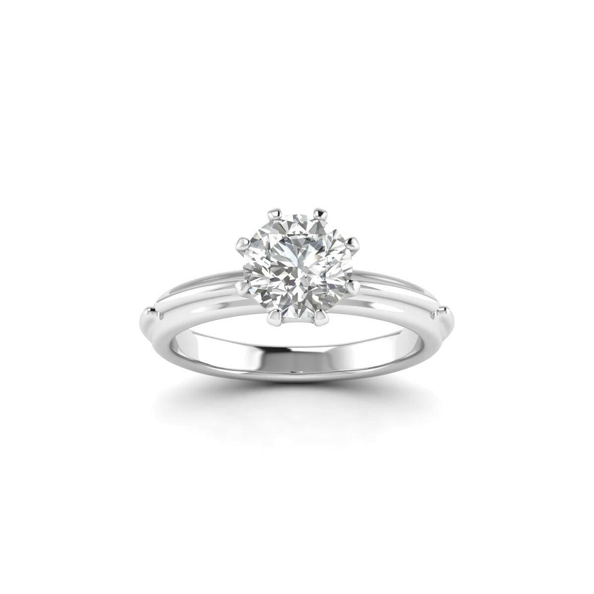 1.00 Carat 8-Prong Lab Grown Diamond Ring in 14K White Gold.