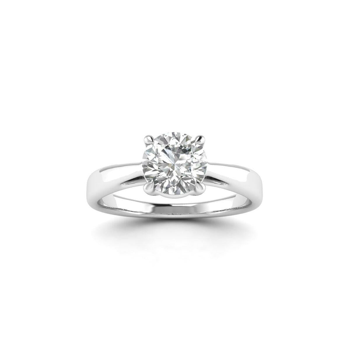 1.00 Carat Round Lab Grown Diamond 4-Prong Ring in White Gold.