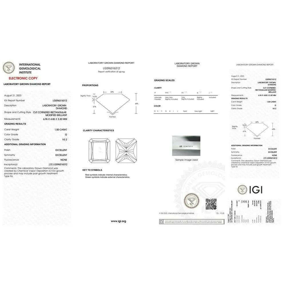 1.00ct Radiant Shape Lab Grown Diamond.