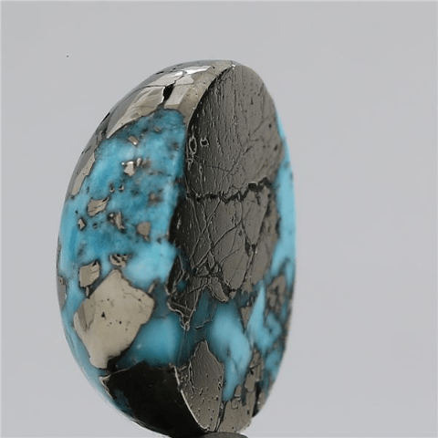 12.54 carat 14 ratti IGI-GTL certified AAA+ Quality Blue with golden Bisbee rectangular Turquoise (Firoza) Stone.