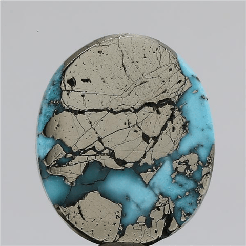 12.54 carat 14 ratti IGI-GTL certified AAA+ Quality Blue with golden Bisbee rectangular Turquoise (Firoza) Stone.