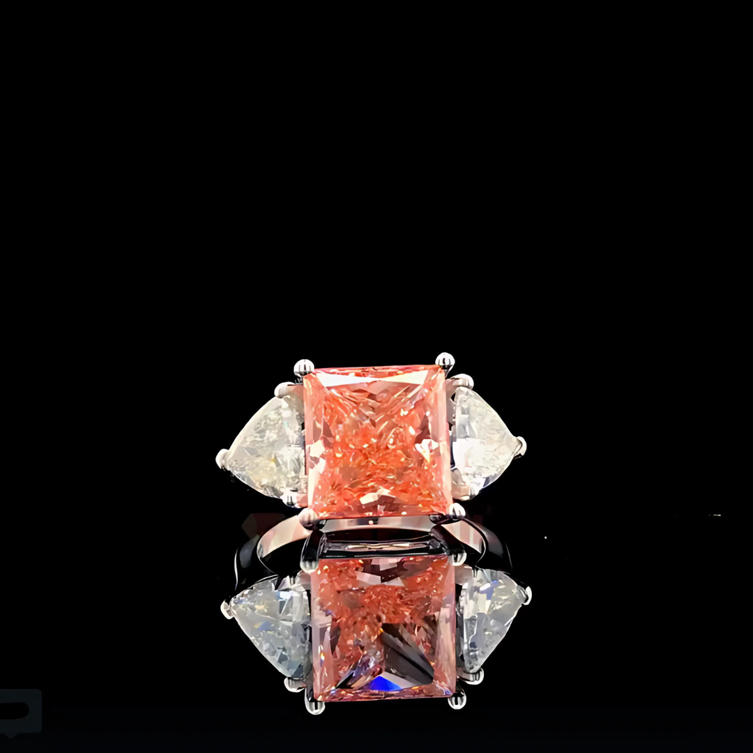 Blush Majesty – 7.09 Ct Lab Grown Pink Diamond Ring in 14K White Gold