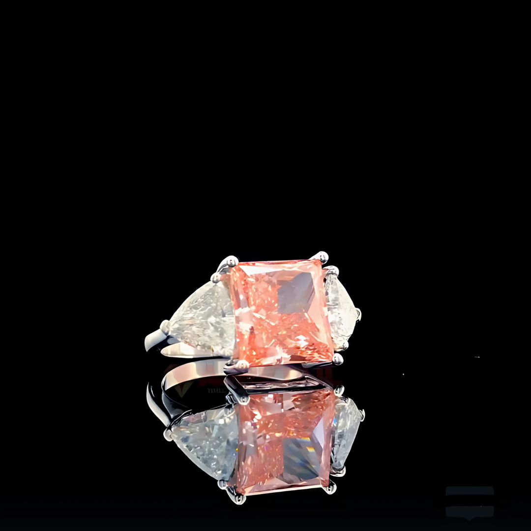 Blush Majesty – 7.09 Ct Lab Grown Pink Diamond Ring in 14K White Gold