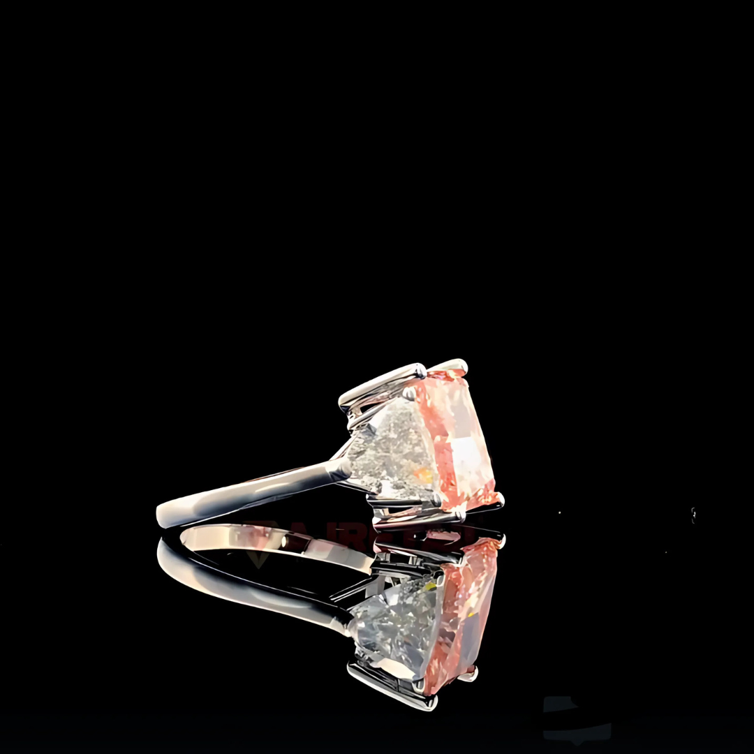 Blush Majesty – 7.09 Ct Lab Grown Pink Diamond Ring in 14K White Gold