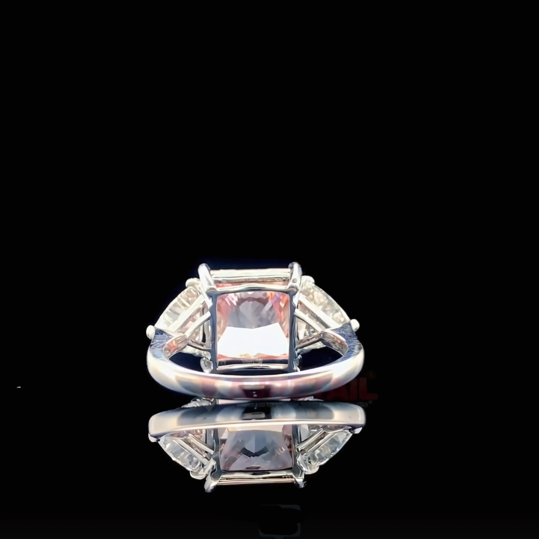 Blush Majesty – 7.09 Ct Lab Grown Pink Diamond Ring in 14K White Gold