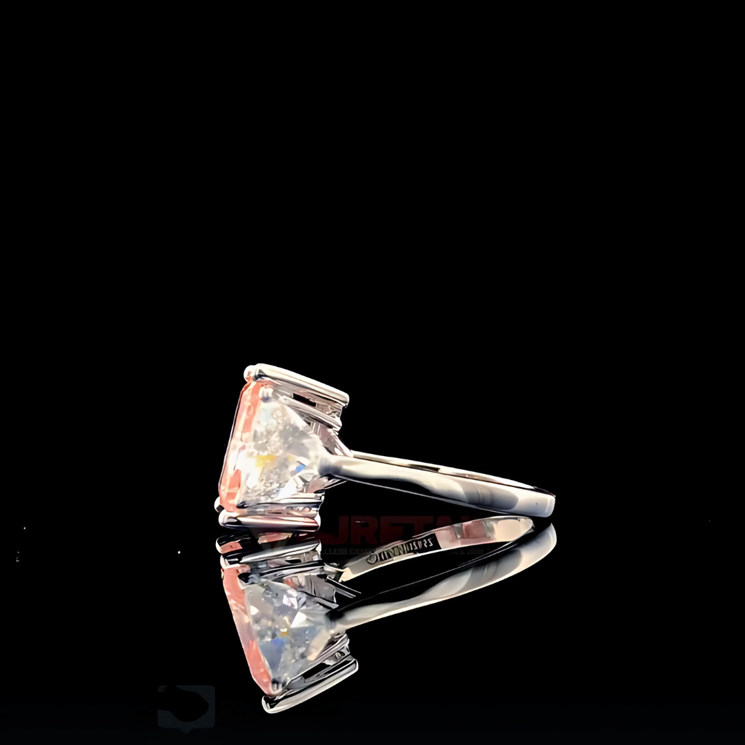 Blush Majesty – 7.09 Ct Lab Grown Pink Diamond Ring in 14K White Gold