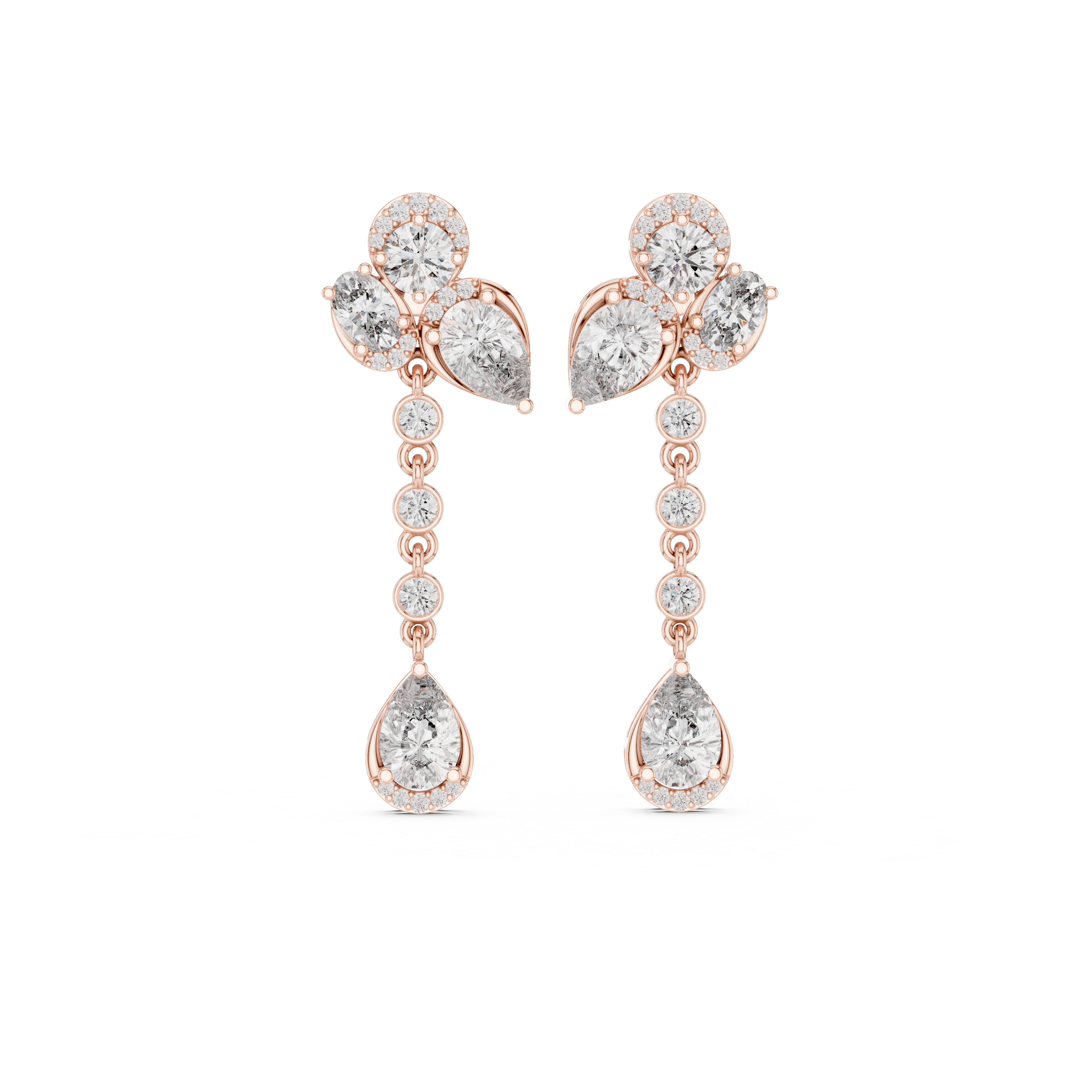 5.568 CT Lab Diamond Pear & Oval Cut Drop Earrings