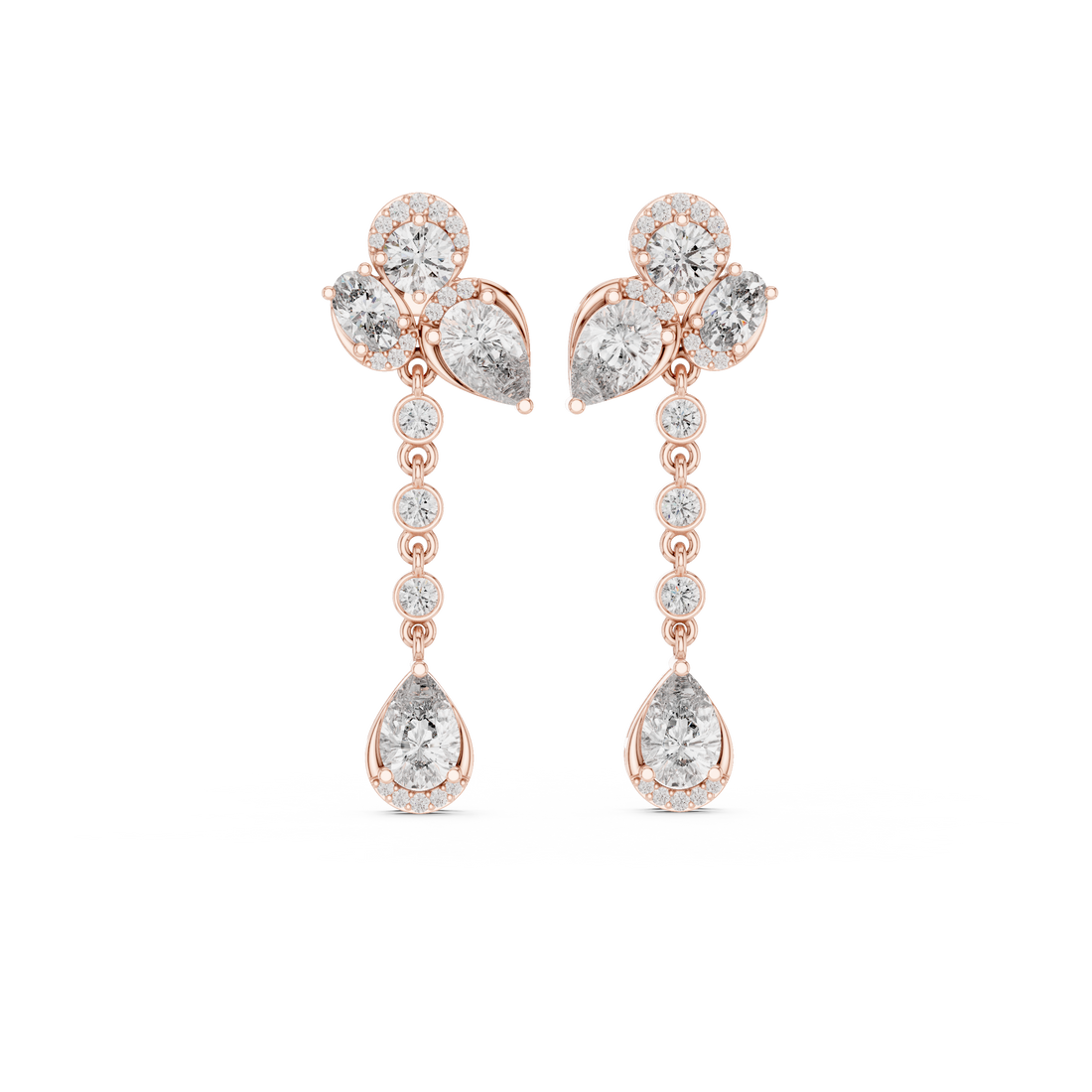 5.568 CT Lab Diamond Pear & Oval Cut Drop Earrings