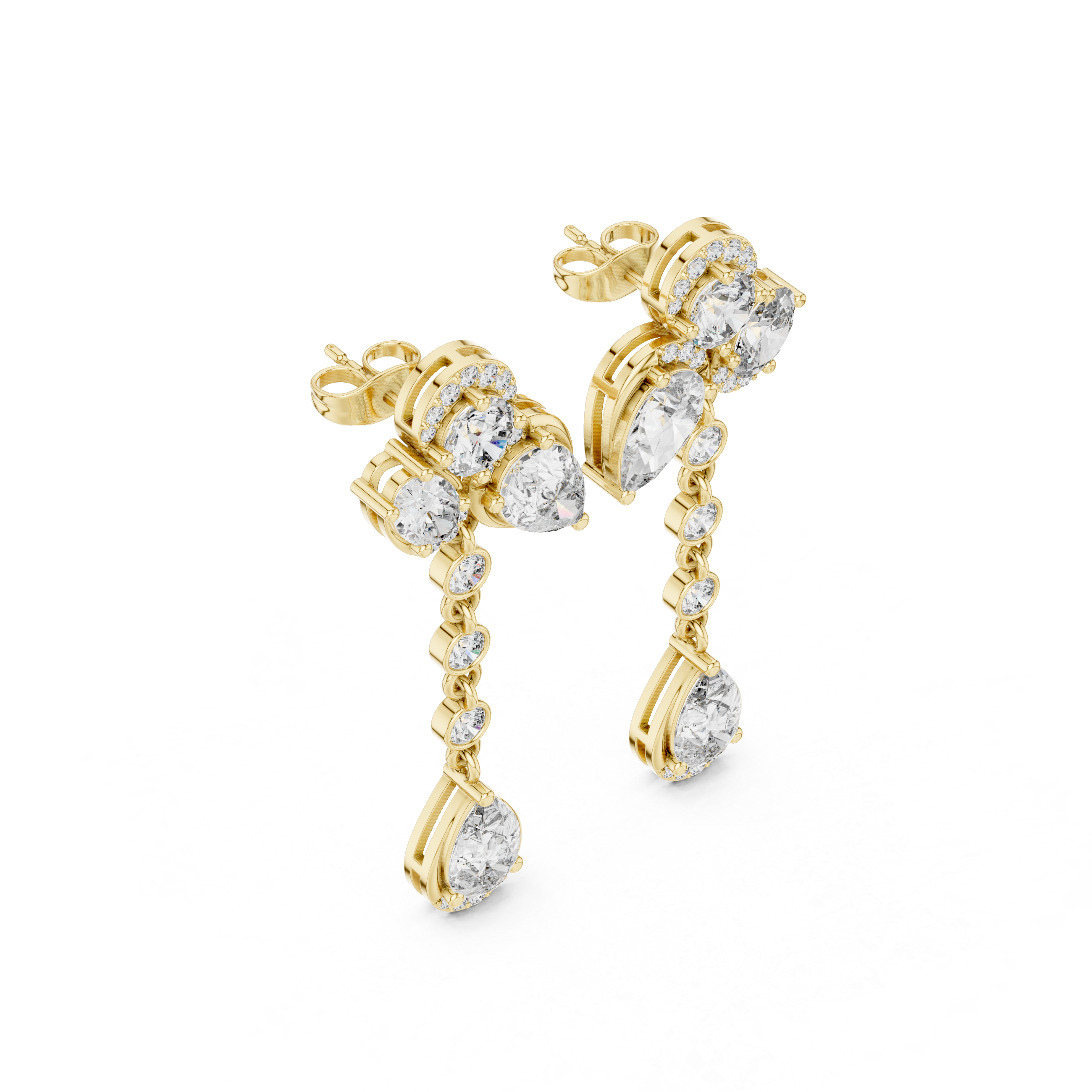 5.568 CT Lab Diamond Pear & Oval Cut Drop Earrings