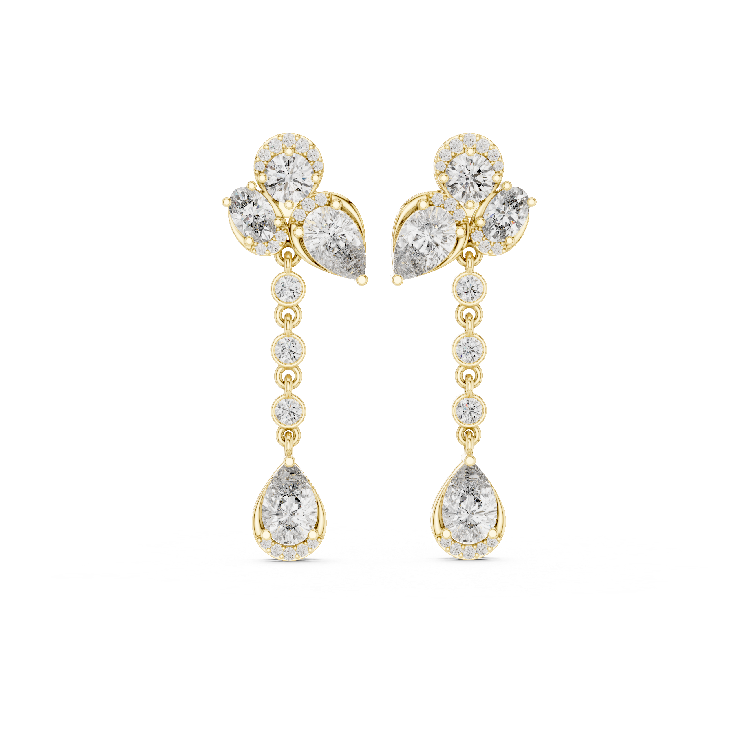 5.568 CT Lab Diamond Pear & Oval Cut Drop Earrings