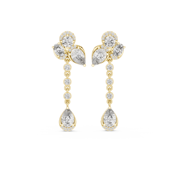 Boucles d'oreilles pendantes poire et ovales en diamant de laboratoire de 5,568 carats