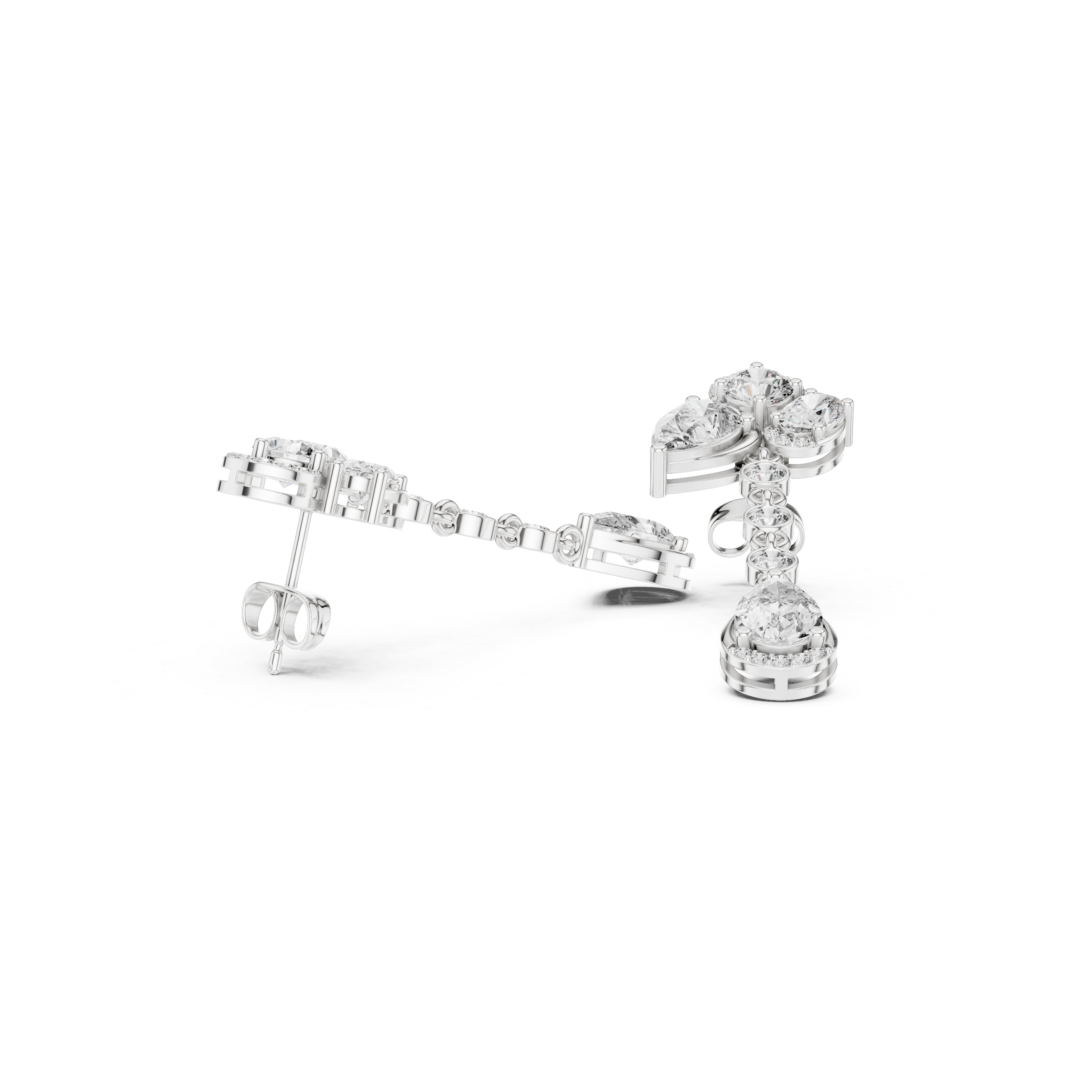 5.568 CT Lab Diamond Pear & Oval Cut Drop Earrings