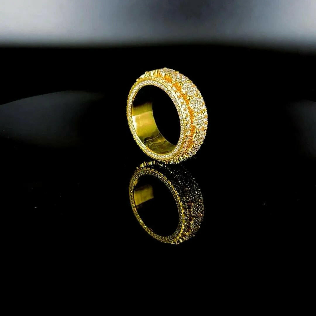 14 k gold 6 carat diamond studded men’s diamond band.