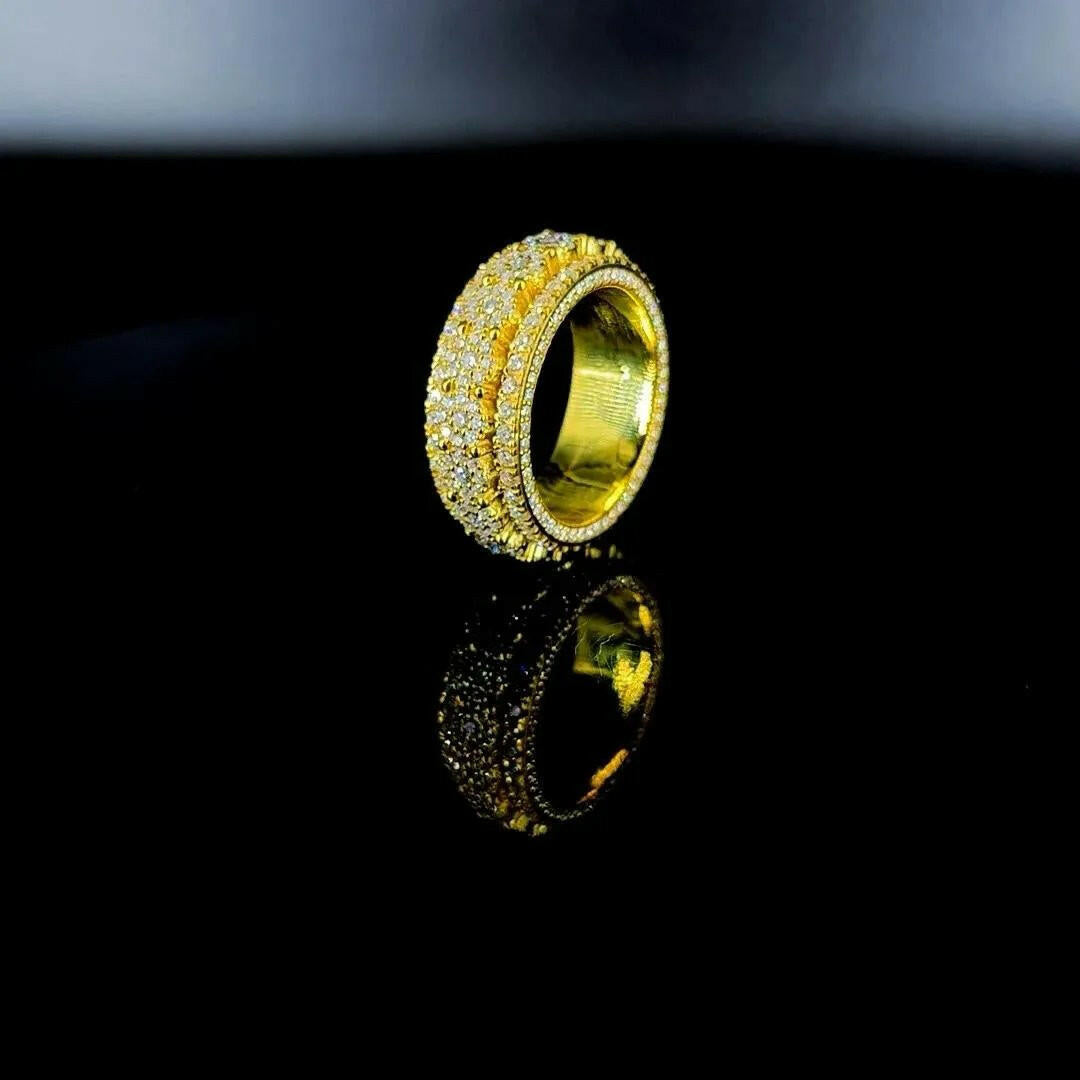 14 k gold 6 carat diamond studded men’s diamond band.