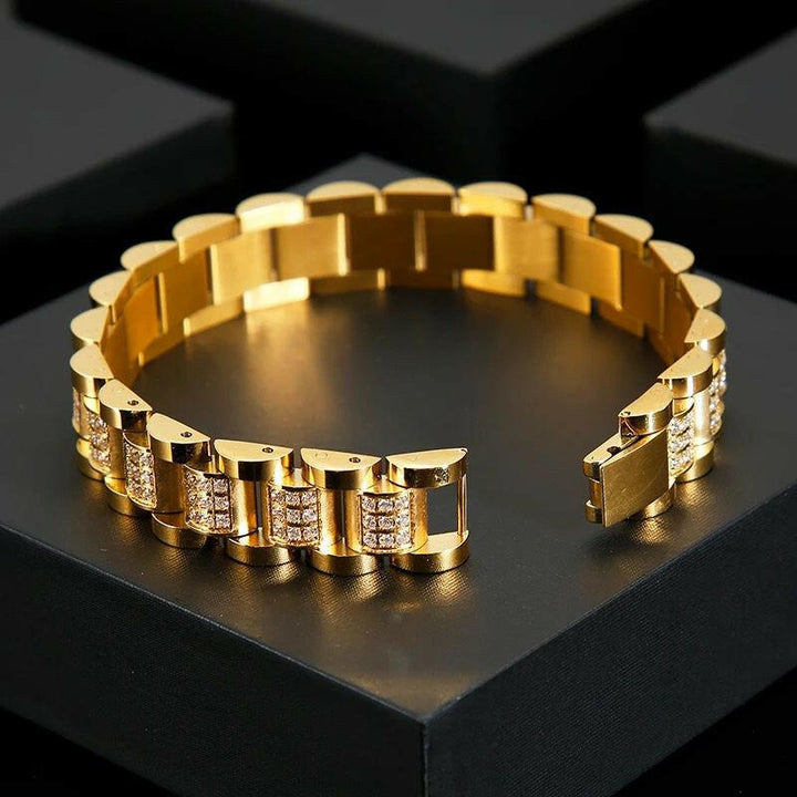 14k gold studded 10 carat lab grown diamond watch bracelet super exclusive design.