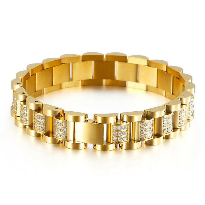 14k gold studded 10 carat lab grown diamond watch bracelet super exclusive design.