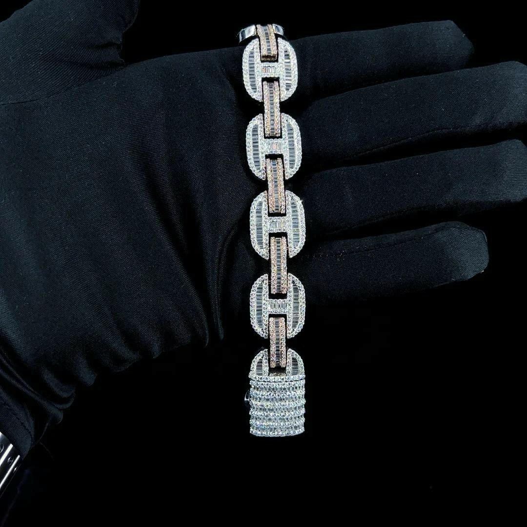 14 k gold studded bugget and round shape super exclusive bracelet for men.