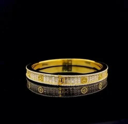 14 k gold studded men’s exclusive buggete and round shape 5 carat diamond bracelet.