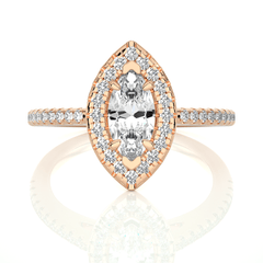 14K rose gold ring with 0.089ct natural diamond