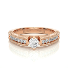 14K rose gold ring with 0.48ct natural diamond