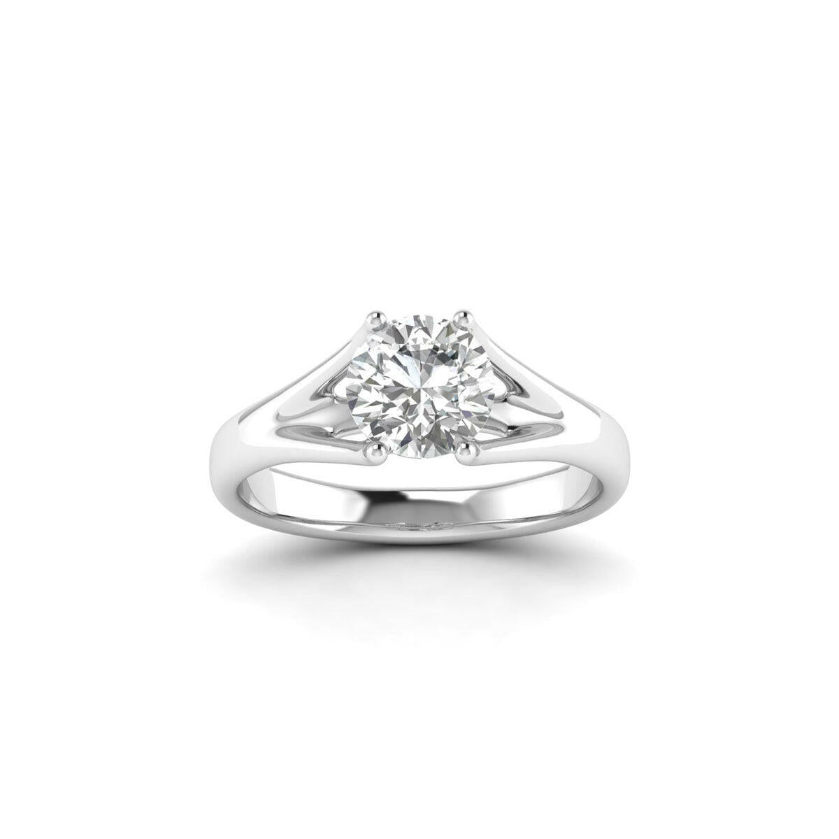 14K White Gold 4-Prong Ring with a 1.00 Carat Lab Grown Diamond.