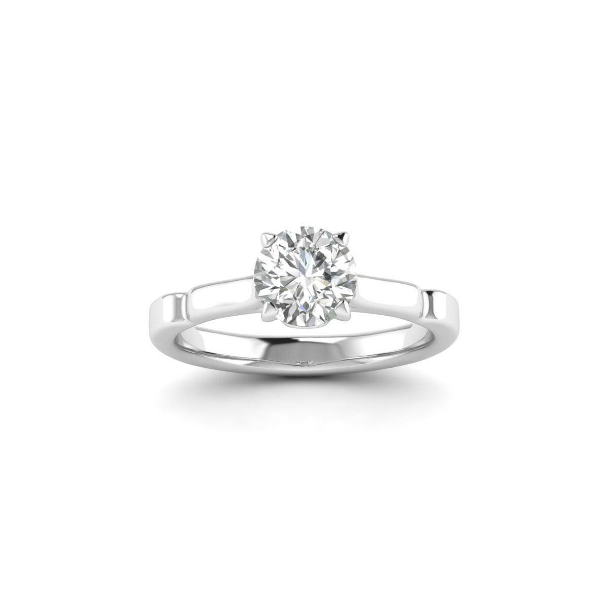 14K White Gold 4-Prong Ring with a 1.00 Carat Lab Grown Diamond.