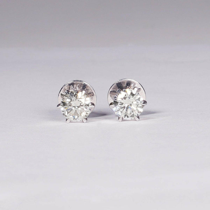 14K White Gold Certified Lab Created Diamond Stud Earrings.