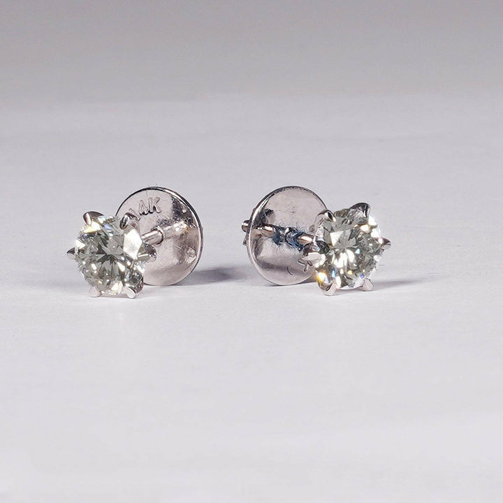 14K White Gold Certified Lab Created Diamond Stud Earrings.