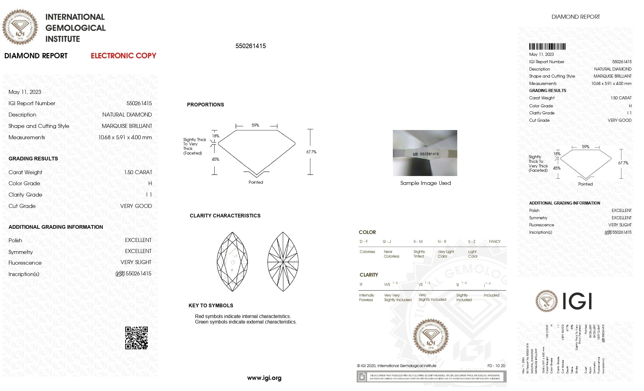 1.50ct Marquise Brilliant Cut I1 Clarity H Color Natural Diamond.