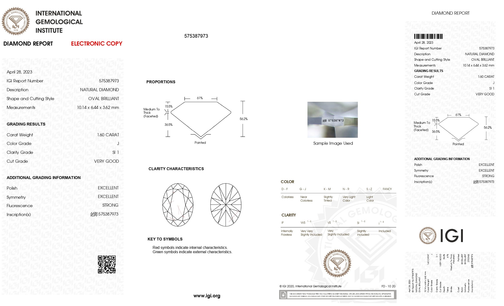 1.60ct Oval Brilliant Cut SI1 Clarity J Color Natural Diamond.