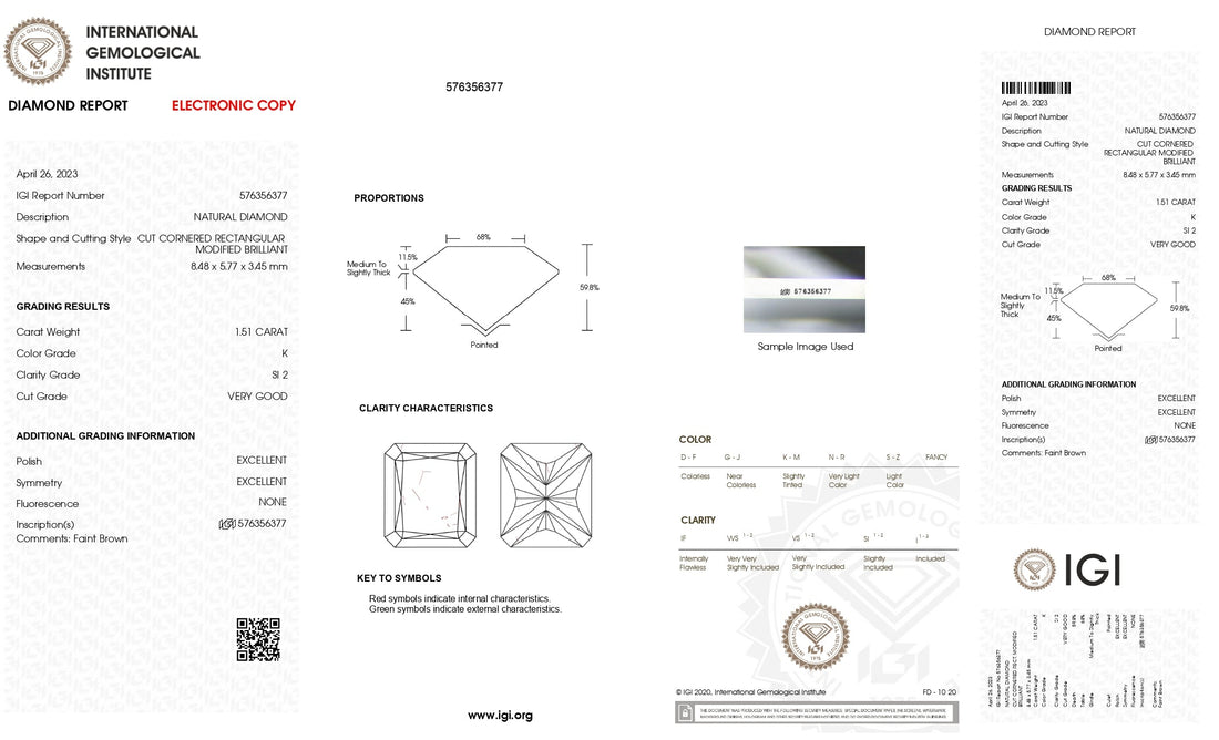 1.63ct Radiant Brilliant Cut VS1 Clarity J Color Natural Diamond.