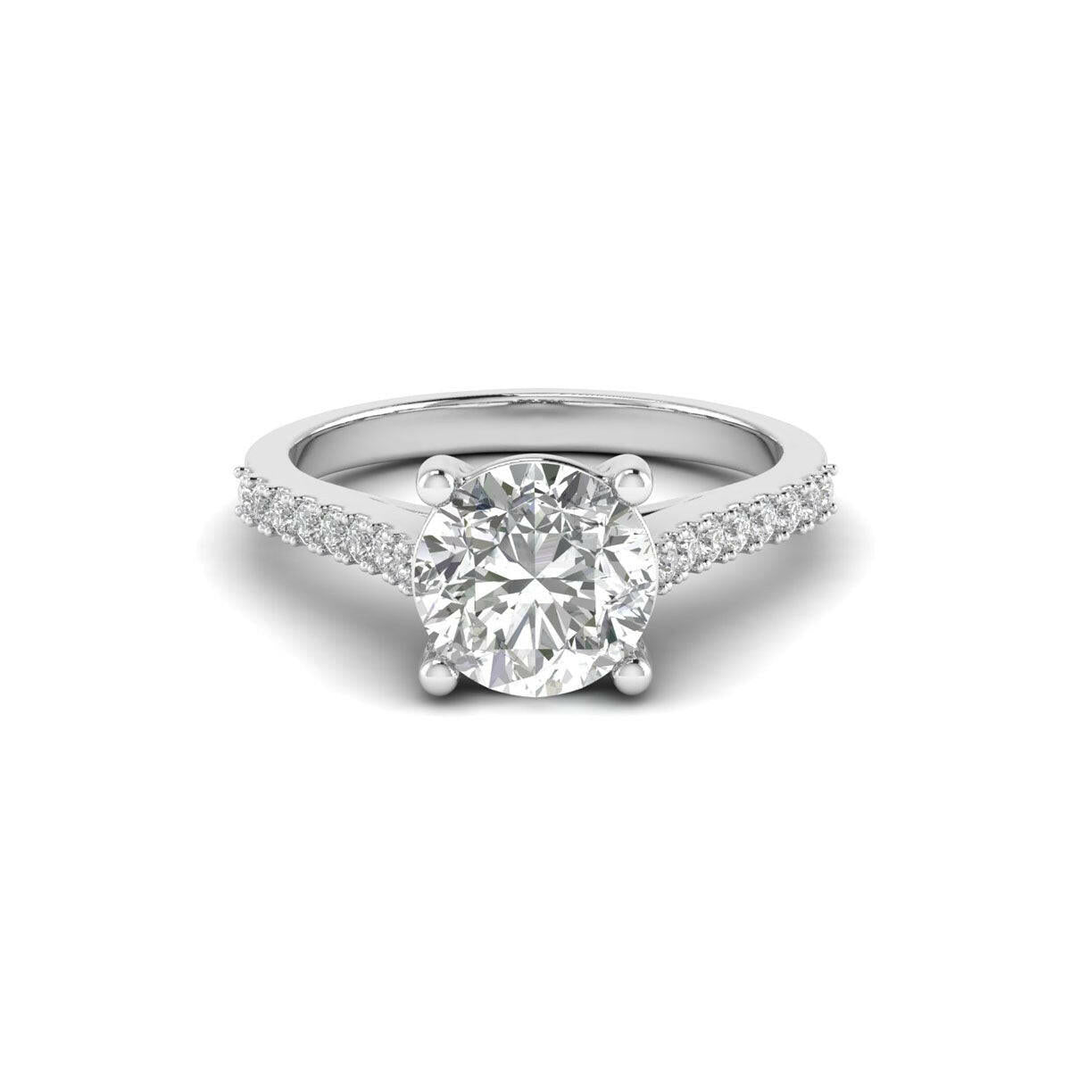 1.67ct Brilliant Round Diamond Ring in 14K White Gold.