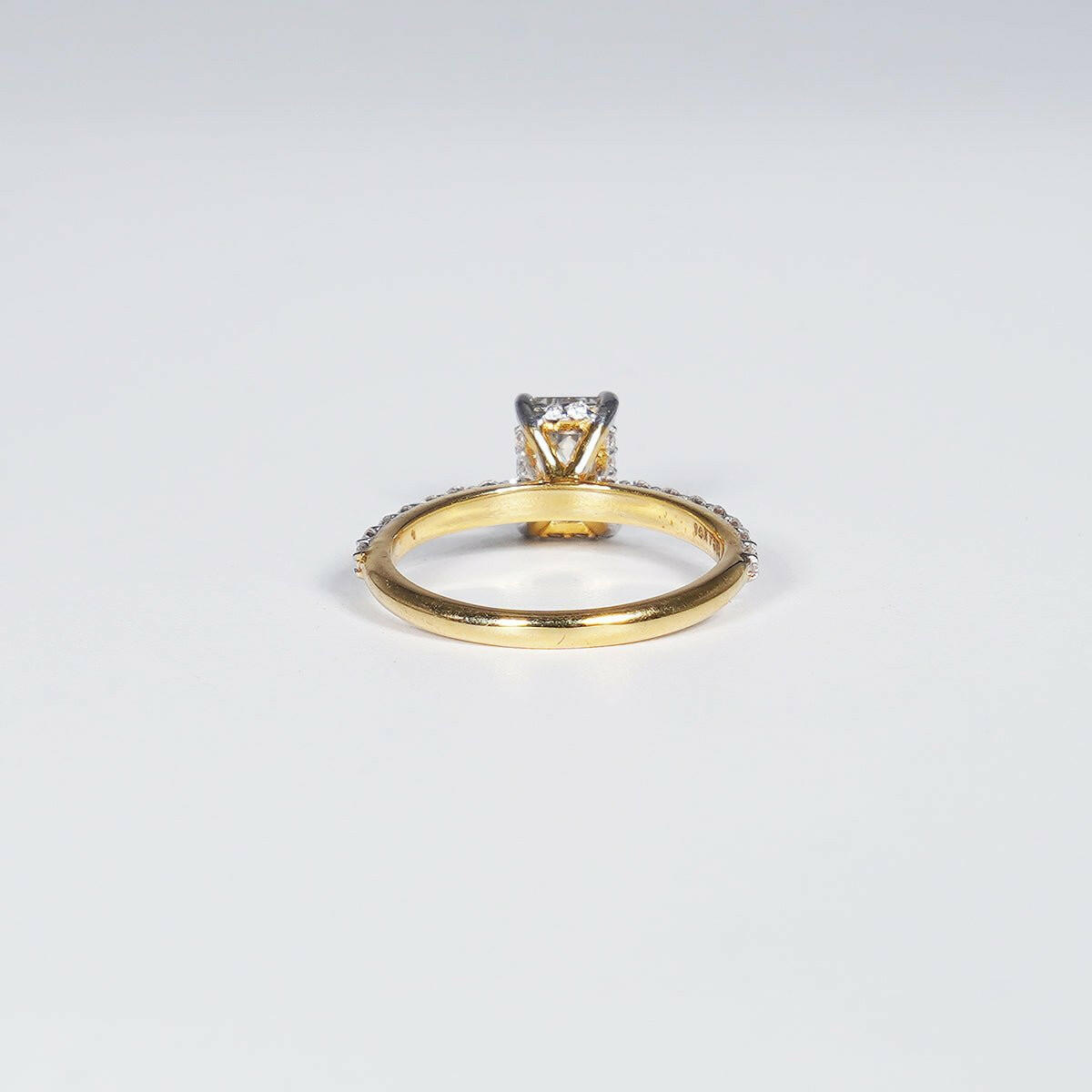 1.70 Carat Emerald Shape Lab Grown Diamond Ring in 14K Yellow Gold.