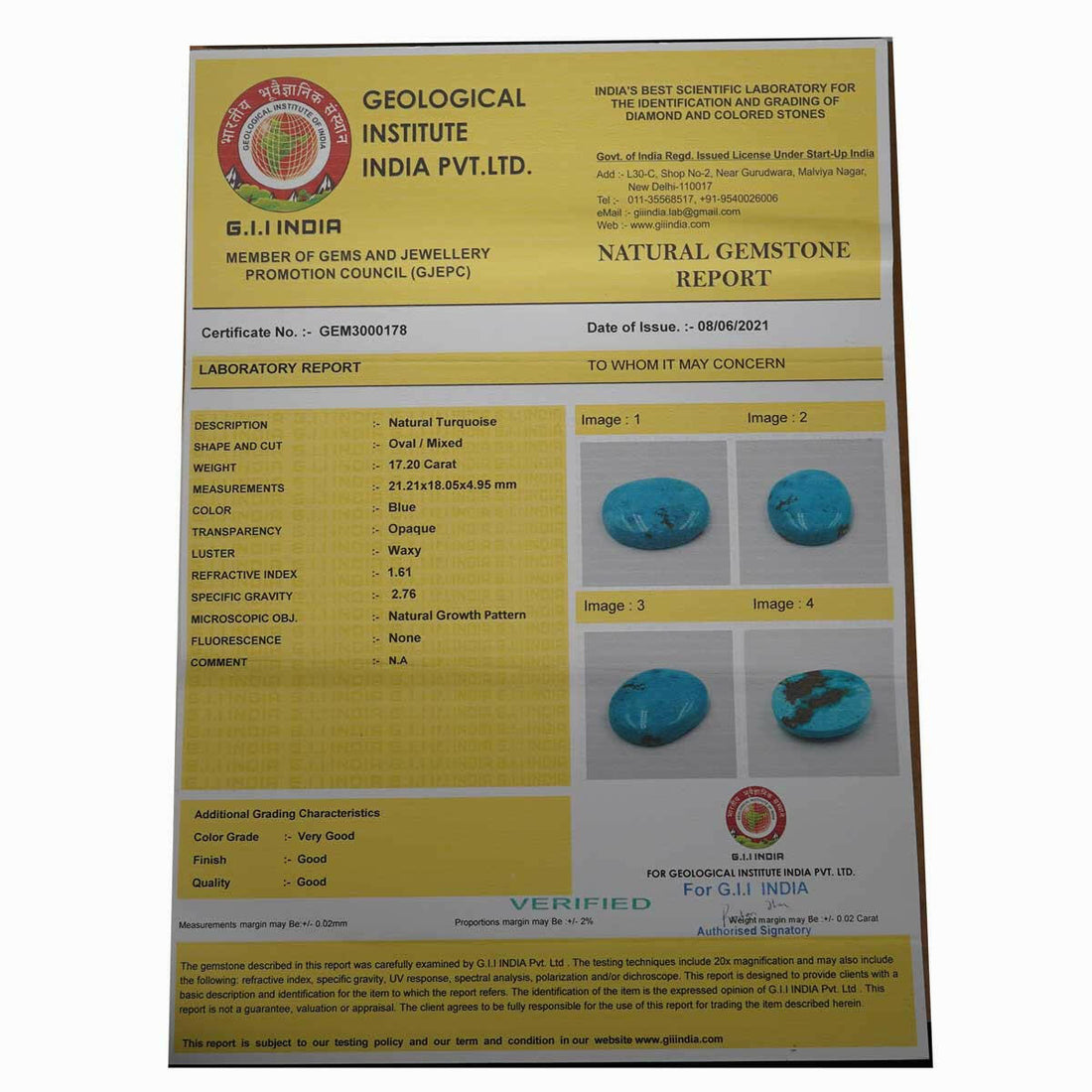 17.20CT Certified Turquoise Stone: Your Pathway to Serenity and Strength.